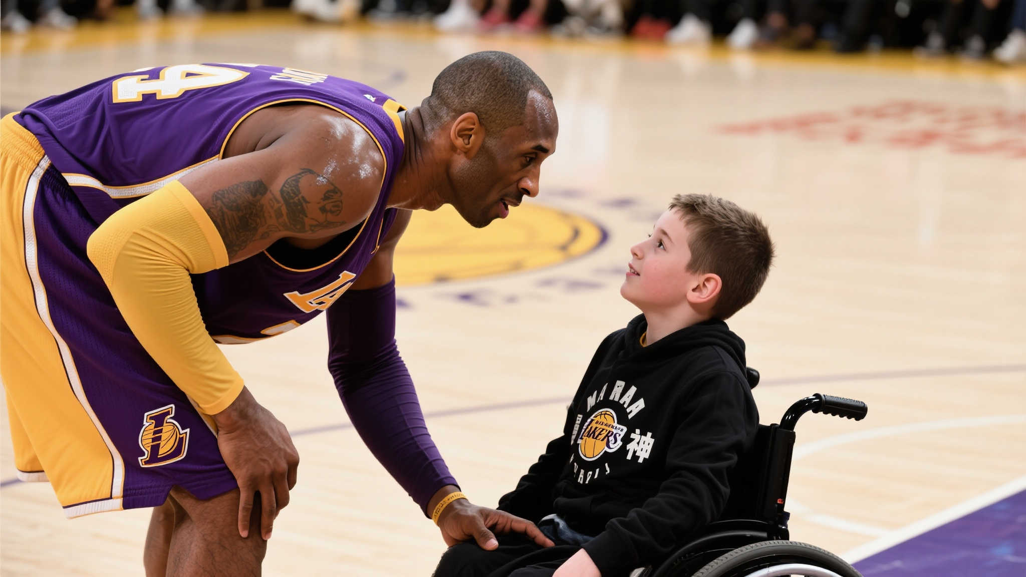 曼巴精神见真情：科比暖心鼓励轮椅男孩引众人共鸣